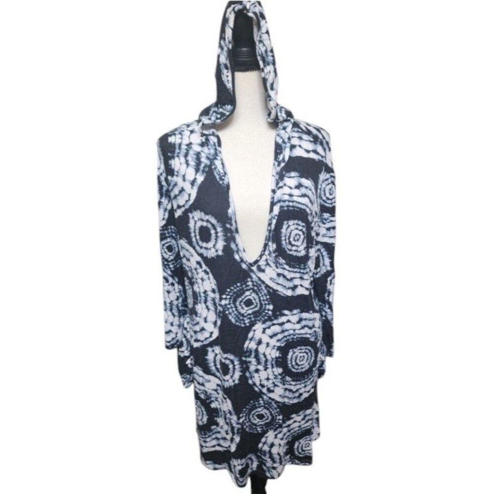 A.N.A. Tie-Dye Beach Coverup Size XL Hooded Pockets Hippie
